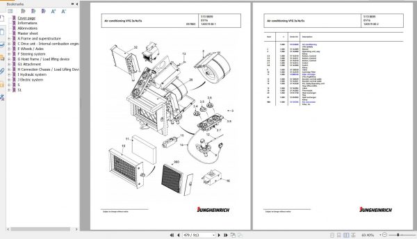 Jungheinrich Forklift TFG 430s GE220 470ZT Spare Parts Manual FN585546 2