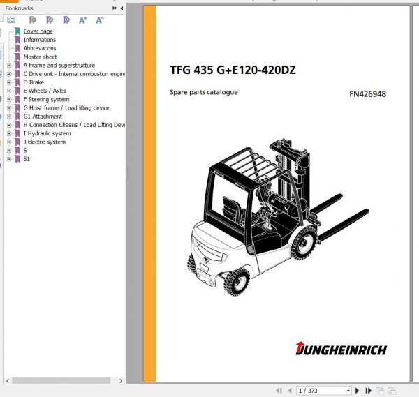 Jungheinrich Forklift TFG 435 GE120 420DZ Spare Parts Manual FN426948 1