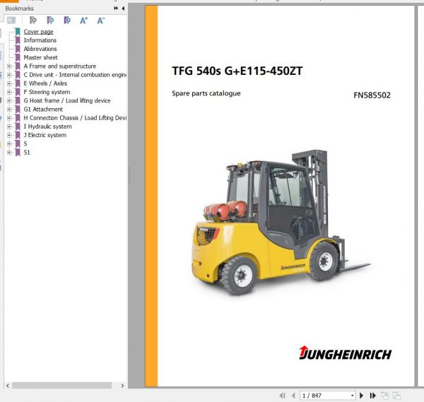Jungheinrich Forklift TFG 540s GE115 450ZT Spare Parts Manual FN585502 1
