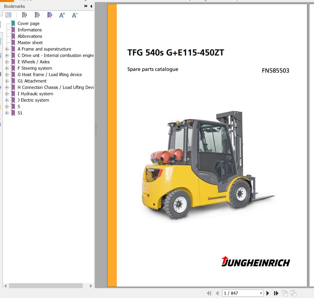 Jungheinrich Forklift TFG 540s GE115 450ZT Spare Parts Manual FN585503 1