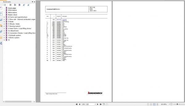 Jungheinrich Forklift TFG 545 GE120 450ZT Spare Parts Manual FN426567 2