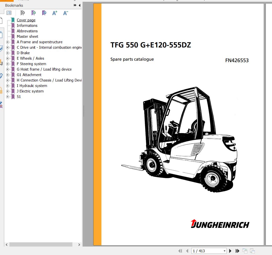 Jungheinrich Forklift TFG 550 GE120 555DZ Spare Parts Manual FN426553 1