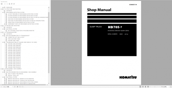Komatsu Dump Truck HD785 7 Drowsiness Detection System DDS SEN06857 04 Shop Manual 1