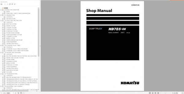 Komatsu Dump Truck HD785 8R SEN06819 06 Shop Manual 1