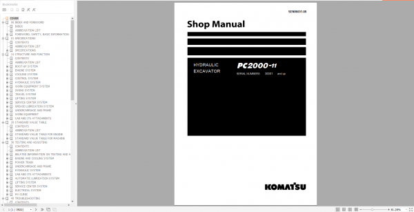 Komatsu Hydraulic Excavator PC2000 11 SEN06651 08 Shop Manual 1