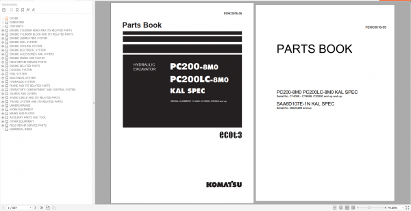 Komatsu Hydraulic Excavator PC200LC 8M0 PC200LC 8M0 KAL SPEC Parts Book 1