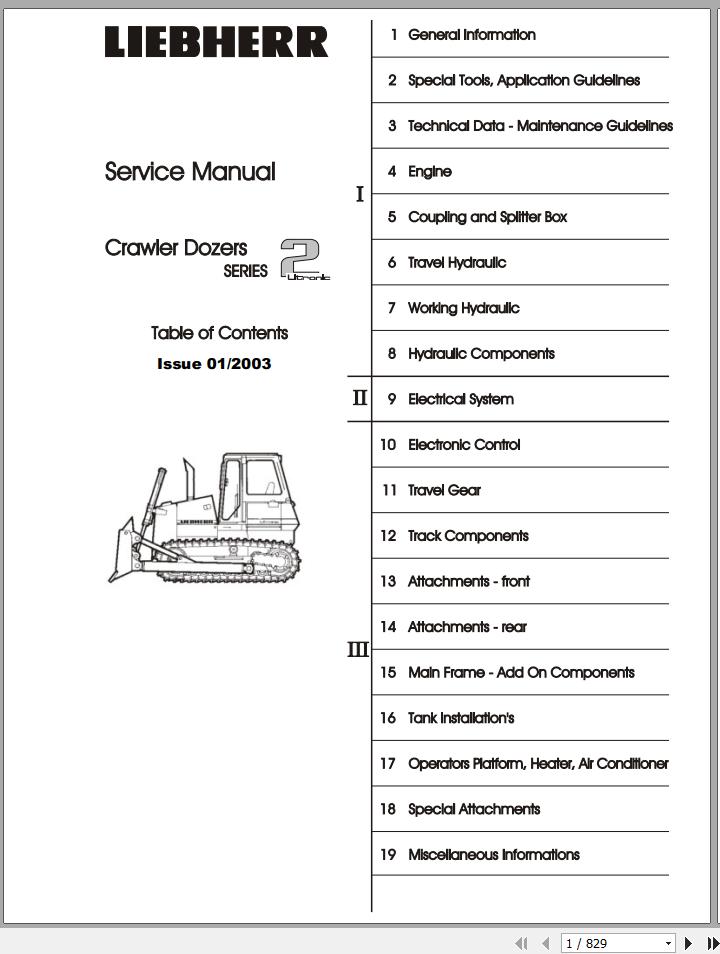 Liebherr Crawler Dozer Series 2 Litronic Service Manual TM1946 1