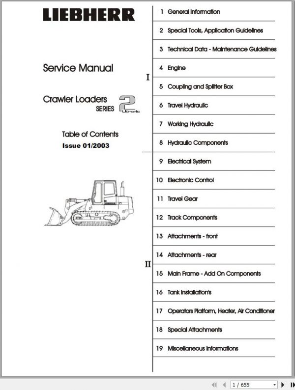 Liebherr Crawler Loader Series 2 Litronic Service Manual TM1945 1