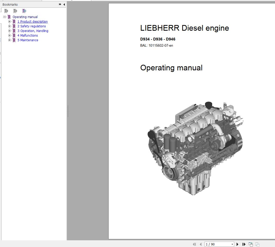 Liebherr Diesel Engine D934 D936 D946 Operating Manual 10115602 07 2009 1