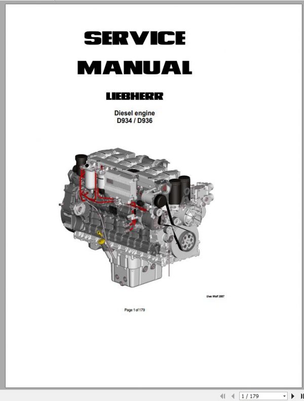 Liebherr Diesel Engine D934 D936 Service Manual 10301429 2006 1