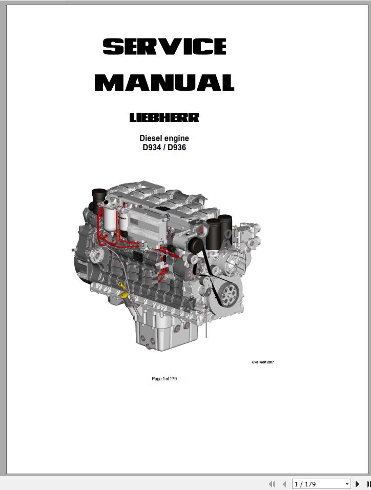 Liebherr Diesel Engine D934 D936 Service Manual 10301429 2006 1