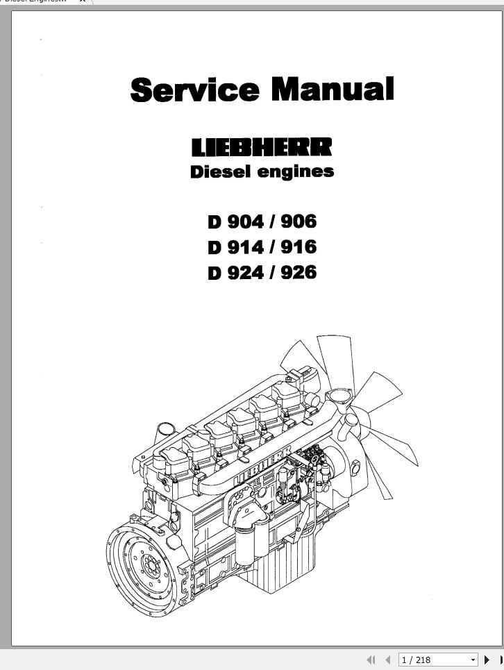 Liebherr Diesel Engines D904 D906 D914 D916 D924 D926 Service Manual TM2223 1