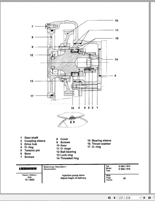 Liebherr Diesel Engines D904 D906 D914 D916 D924 D926 Service Manual TM2223 2