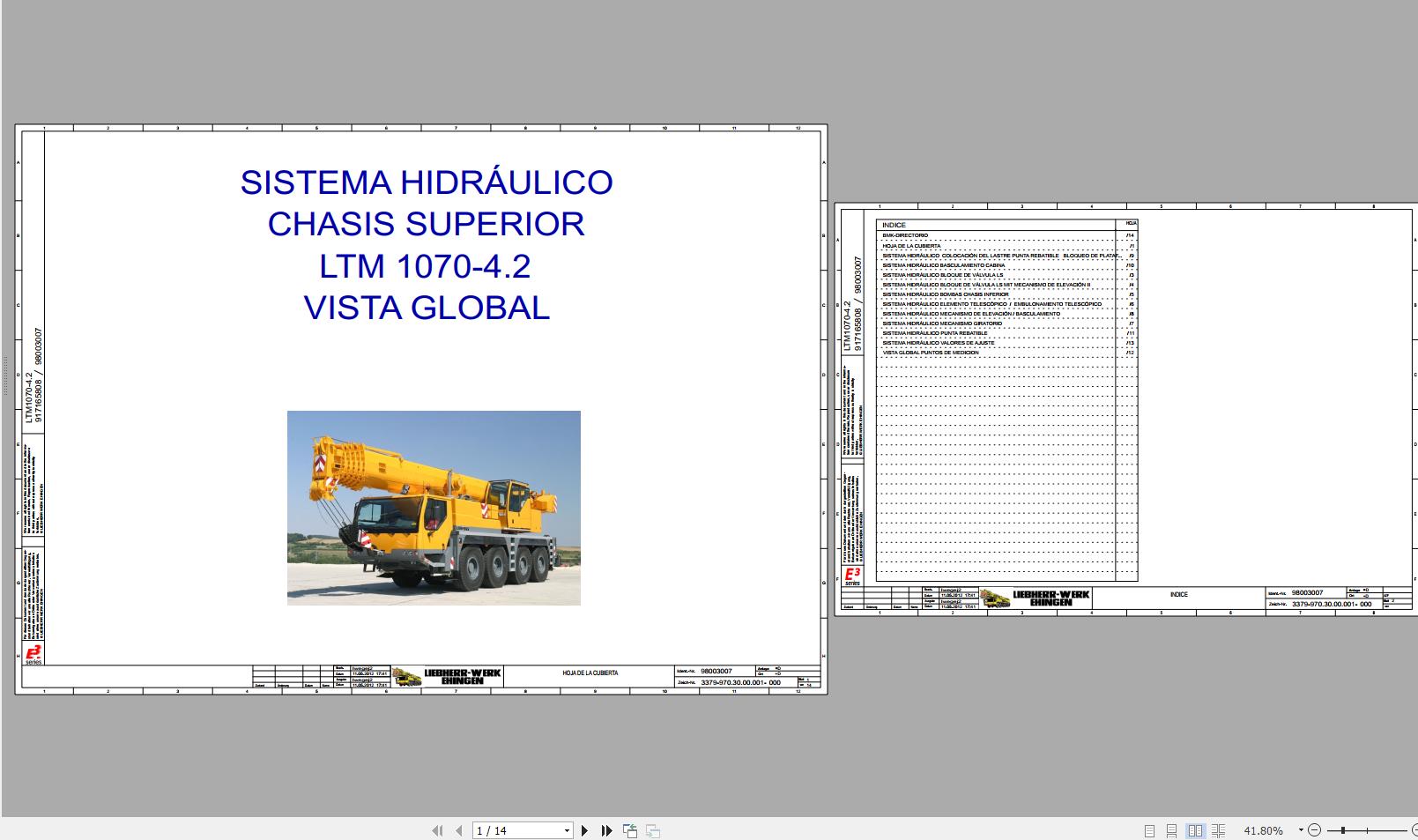 Liebherr Mobile Crane LTM 1070 4.2 Hydraulic Schematic Diagram 98003007 ES 1