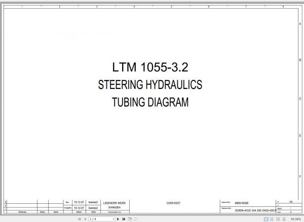 Liebherr Mobile Crane LTM1055 3.2 Steering Hydraulics Tubing Diagram 985918308 2007