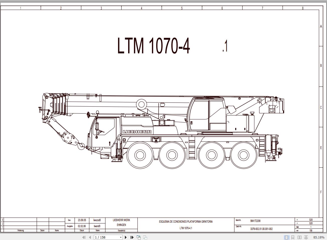 Liebherr Mobile Crane LTM1070 4.1 Schematics Electrical Diagram 984172208 2005
