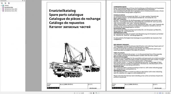Liebherr Mobile Crane LTM1070 4.2 Spare Parts Catalogue 059959 2014 FR EN 1