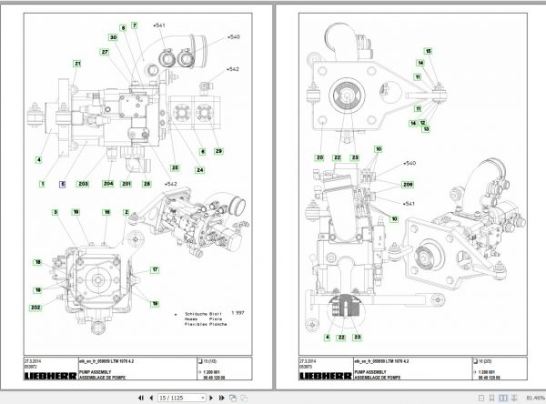 Liebherr Mobile Crane LTM1070 4.2 Spare Parts Catalogue 059959 2014 FR EN 2
