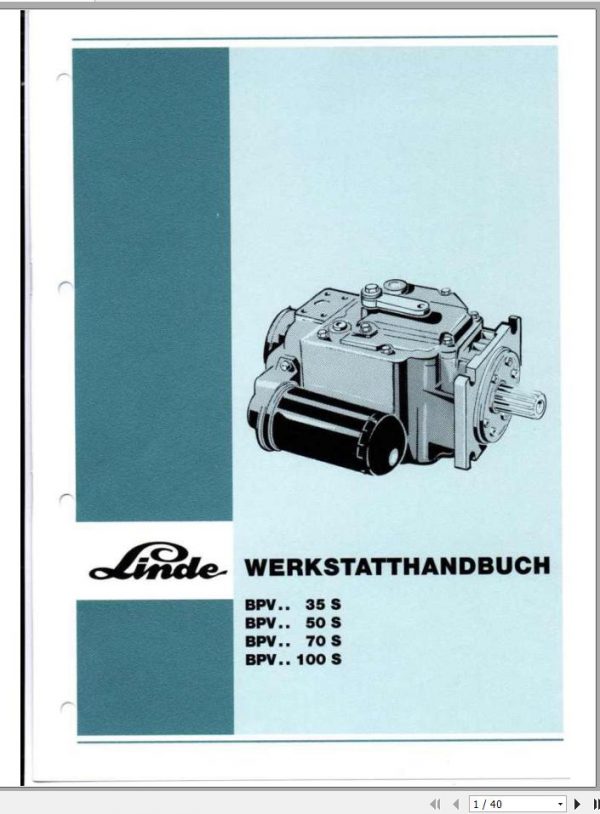 Linde BPV 35S 50S 70S 100S Workshop Manual TM2226 DE 1