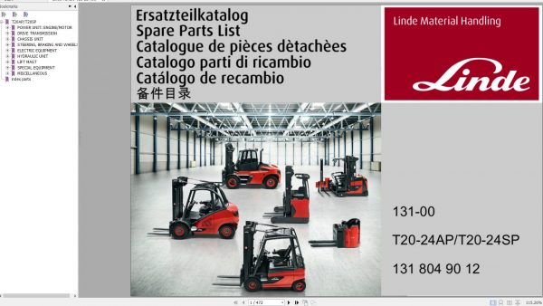 Linde Forklift T20 24 AP SP 131 00 Spare Parts List 1318049012 2019 1