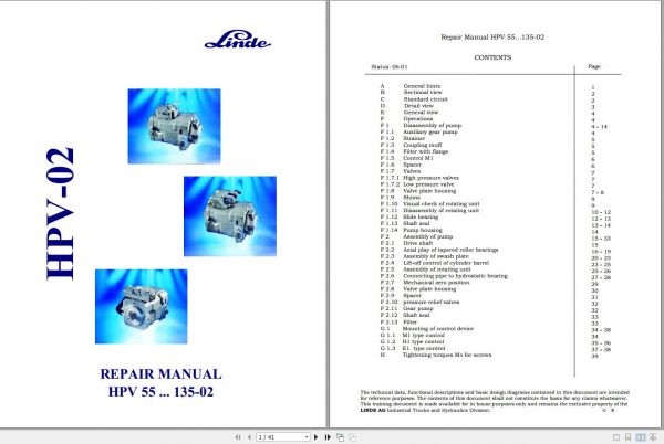 Linde HPV 55 135 02 Repair Manual TM2227 2