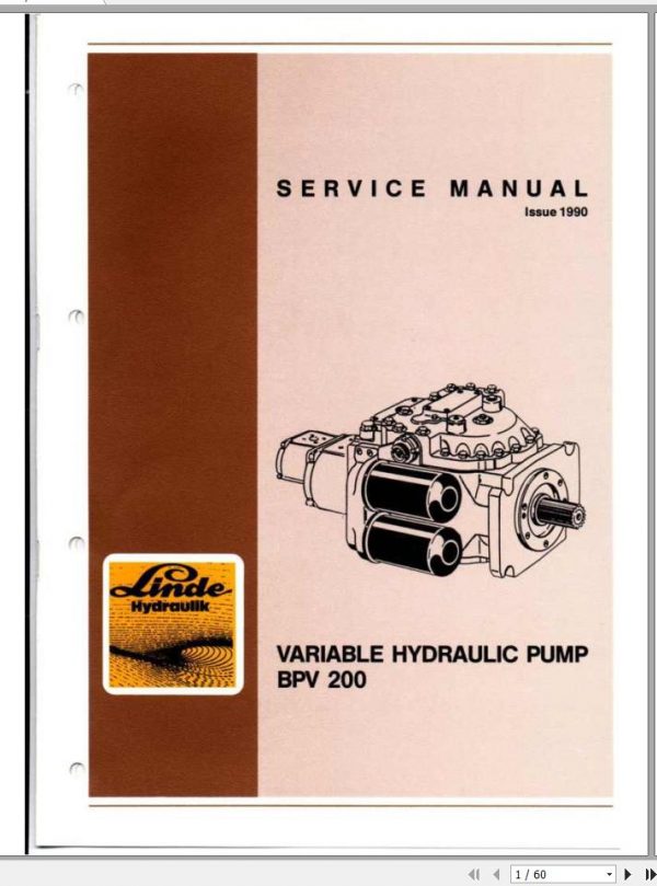 Linde Variable Hydraulic Pump BPV 200 Service Manual TM2210