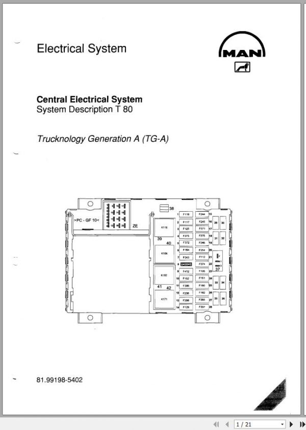 Man Truck Descryption T80 Trucknology Generation A TG A Central Electrical System 8199198 5402 1