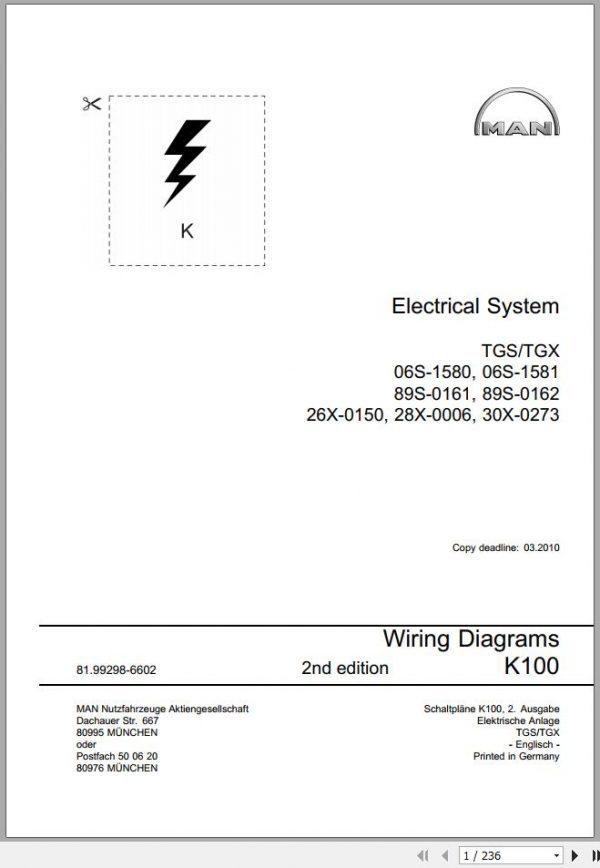 Man Truck TGS TGX Electrical System K100 Wiring Diagrams 199298 6602 2010 1