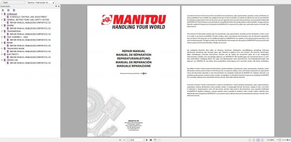 Manitou Telehandler MLB 625 Turbo Confort EX Series 1 E2 Repair Manual 547938EN 05 3