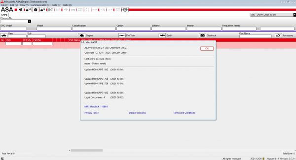 Mitsubishi ASA Europe G.Export USA Japan 10.2021 EPC Spare Parts Catalog New Interface 1