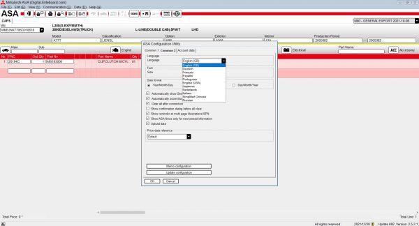 Mitsubishi ASA Europe G.Export USA Japan 10.2021 EPC Spare Parts Catalog New Interface 10
