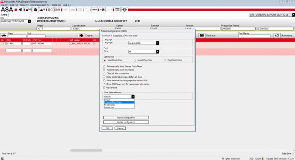 Mitsubishi ASA Europe G.Export USA Japan 10.2021 EPC Spare Parts Catalog New Interface 11