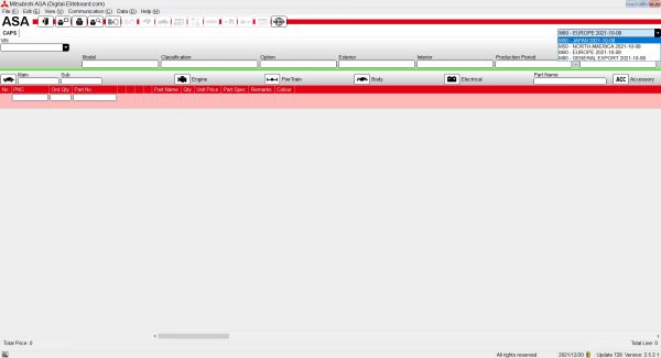 Mitsubishi ASA Europe G.Export USA Japan 10.2021 EPC Spare Parts Catalog New Interface 14