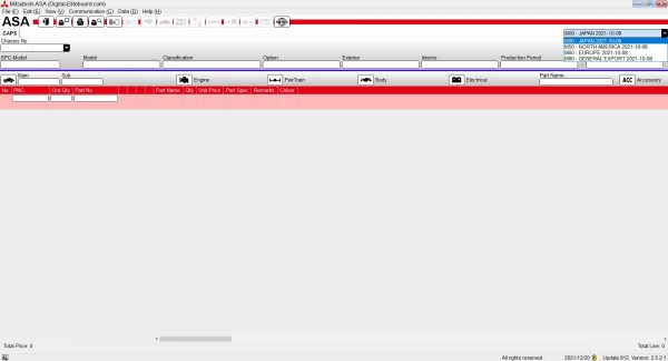Mitsubishi ASA Europe G.Export USA Japan 10.2021 EPC Spare Parts Catalog New Interface 2