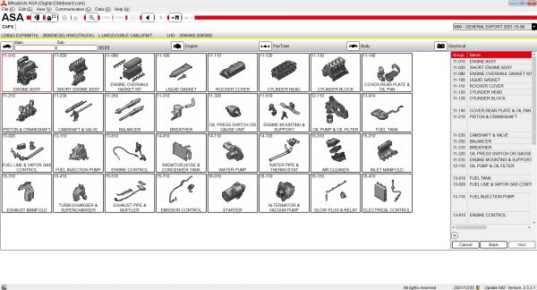 Mitsubishi ASA Europe G.Export USA Japan 10.2021 EPC Spare Parts Catalog New Interface 6
