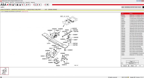 Mitsubishi ASA Europe G.Export USA Japan 10.2021 EPC Spare Parts Catalog New Interface 7