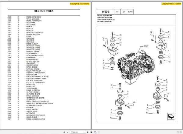 New Holland Excavator E305 Tier 3 Parts Catalog 604.04.343.00 2005 DE FR IT EN 2