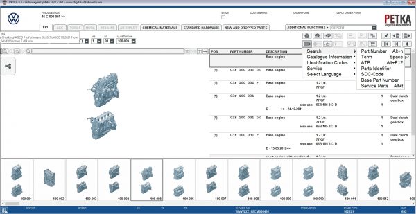 PETKA 8.3 Volkswagen Seat Skoda Audi Commercial Vehicles Porsche 11.2021 Spare Parts Catalog DVD 12