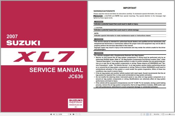 Suzuki Grand Vitara XL7 II JC636 Service Manual 2007 EN ES 1