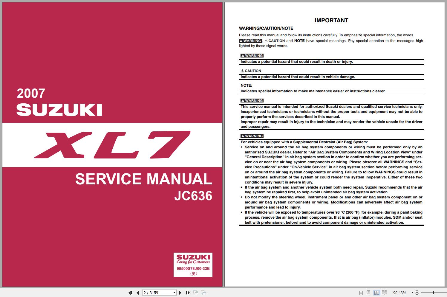 Suzuki Grand Vitara XL7 II JC636 Service Manual 2007 EN ES 1
