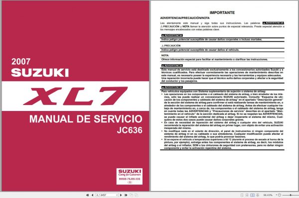 Suzuki Grand Vitara XL7 II JC636 Service Manual 2007 EN ES 2
