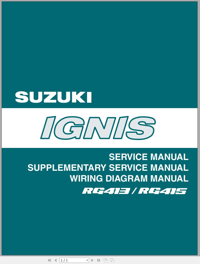 Suzuki Ignis RG413 RG415 Service Manual Wiring Diagram Manual 2003 EN FR DE ES 1