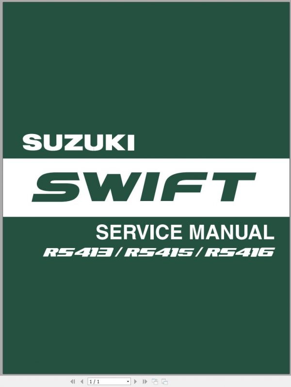 Suzuki Swift Japan RS413 RS415 RS416 Service Manual 2007 EN FR DE ES 1