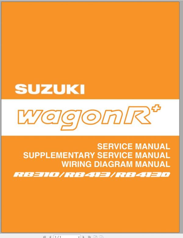 Suzuki Wagon R II RB310 RB413 RB413D Service Manual Wiring Diagram Manual 2004 EN FR DE ES 1