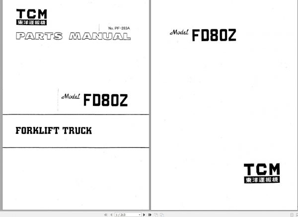 TCM Forklift FD80Z Parts Catalogue PF 283A 1