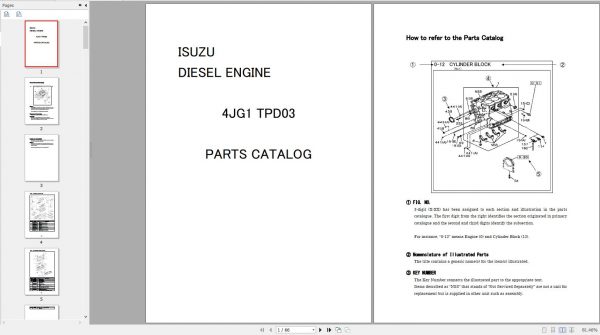 TCM Forklift Isuzu Diesel Engine 4JG1 TDP03 Parts Catalogue 1