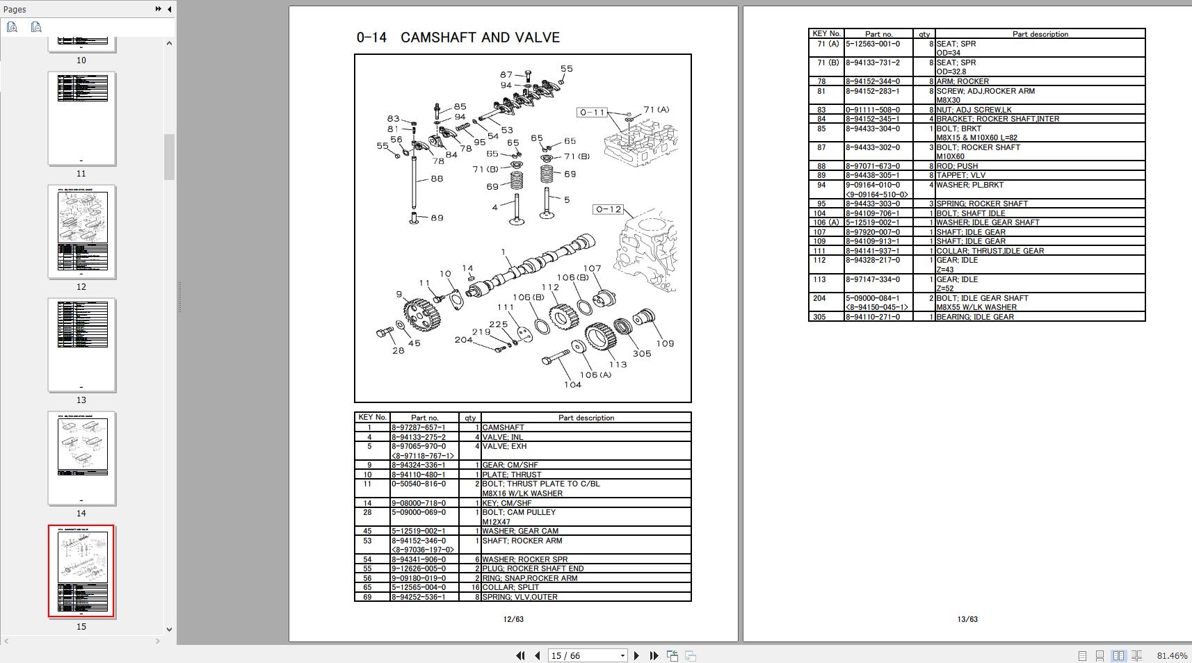TCM Forklift Isuzu Diesel Engine 4JG1 TDP03 Parts Catalogue