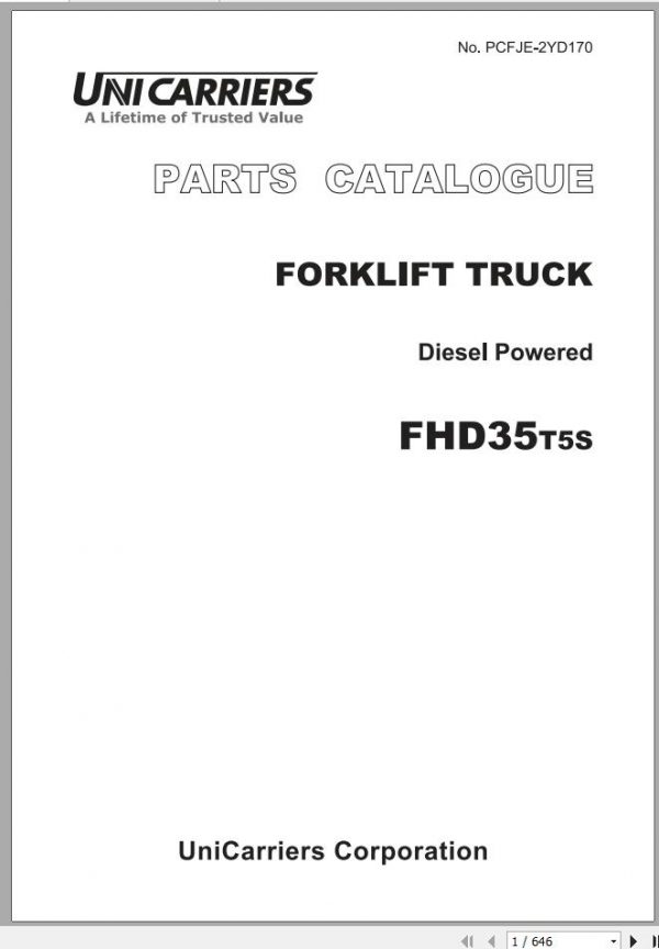 TCM Unicarrier Forklift FHD35T5S ZD30 Engine Parts Catalogue 1