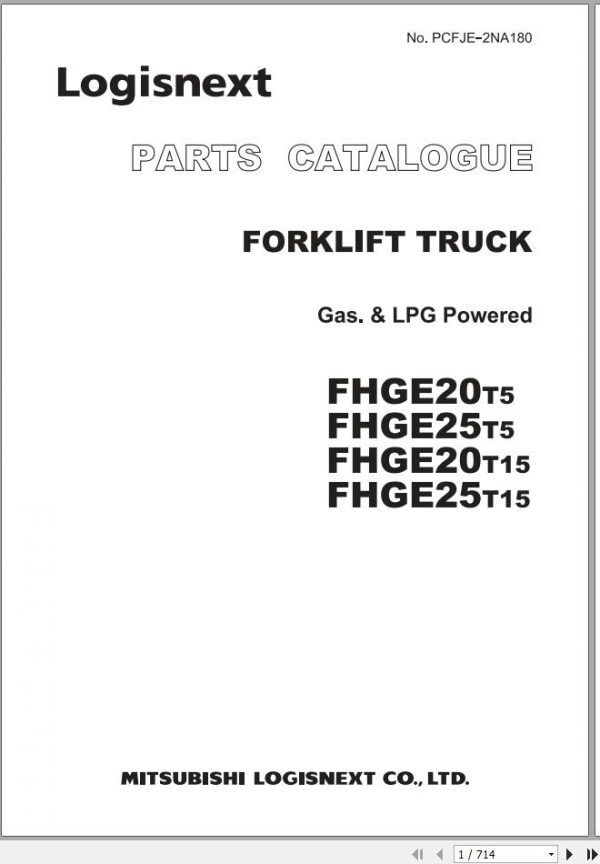 TCM Unicarrier Forklift FHGE20T5 FHGE25T5 FHGE20T15 FHGE25T15 ZD30 Engine Parts Catalogue 1