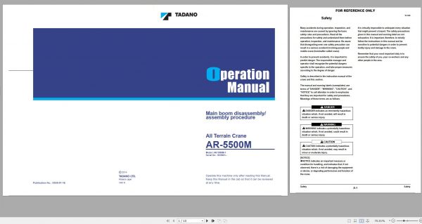 Tadano All Terrain Crane AR 5500M 1 GD5001 Main Boom Disassembly Assembly Procedure Operation Manual 2014 1